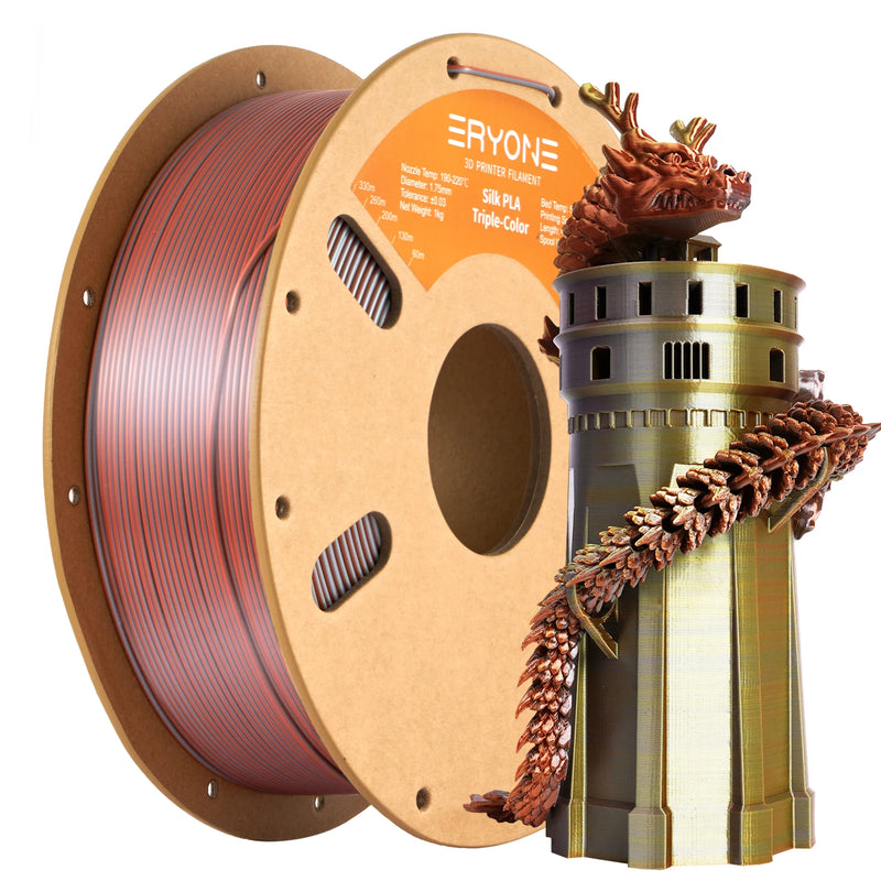 ERYONE Tri- Color Series Co-extrusion Silk PLA 1KG 1.75mm Diameter Excellent Quality Perfect Spool For 3D Printer FDM Printing
