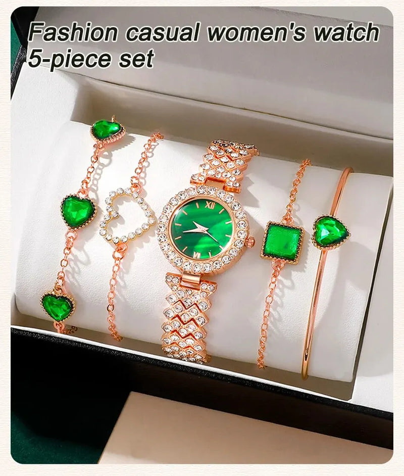 Women's Fashion Quartz Watch Luxury Stainless Steel Analog WristWatch Ladies Watch Women Dress Bracelet Set Clock Reloj Mujer