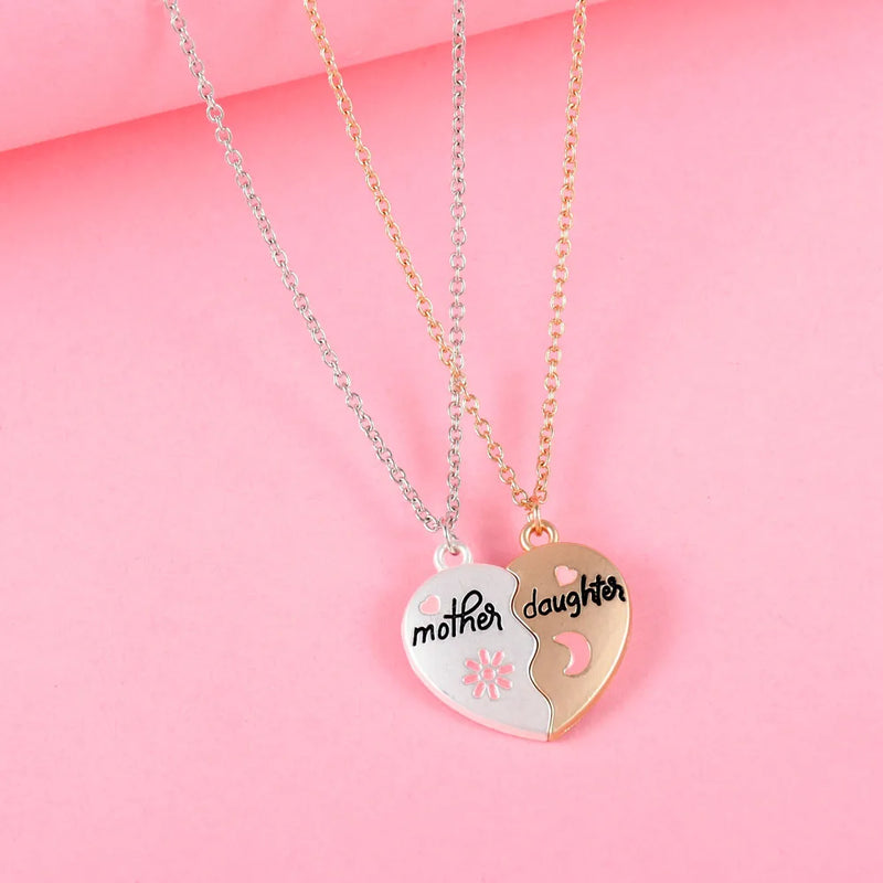 Lovecryst 2Pcs/set Heart-shaped Letter Mother and Son or Daughter Mother's Day Necklace for Love Parent Child Jewelry Gifts
