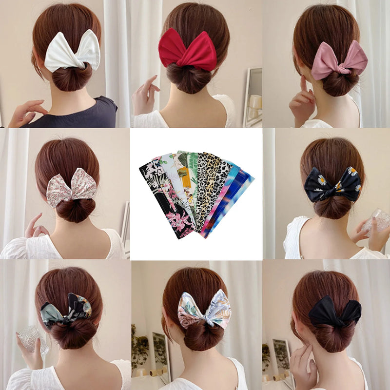 New Printed Magic Disc Hair Dryer TikTok's Popular Twist Hair Device Lazy Butterfly Bow Solid Color Hair Straightener