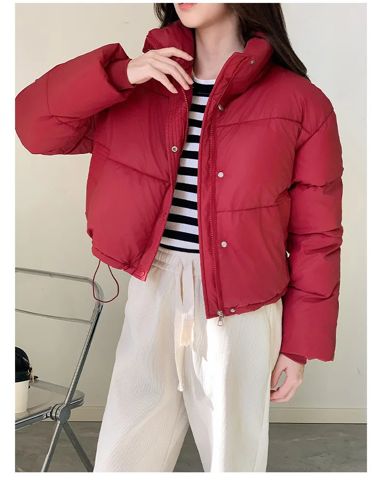 Fashionable Student Warm Lightweight 2024 Winter New Stand Up Collar Short Down Cotton Jacket Women's Trend Parkas