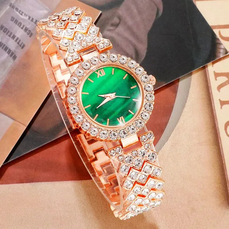 Women's Fashion Quartz Watch Luxury Stainless Steel Analog WristWatch Ladies Watch Women Dress Bracelet Set Clock Reloj Mujer