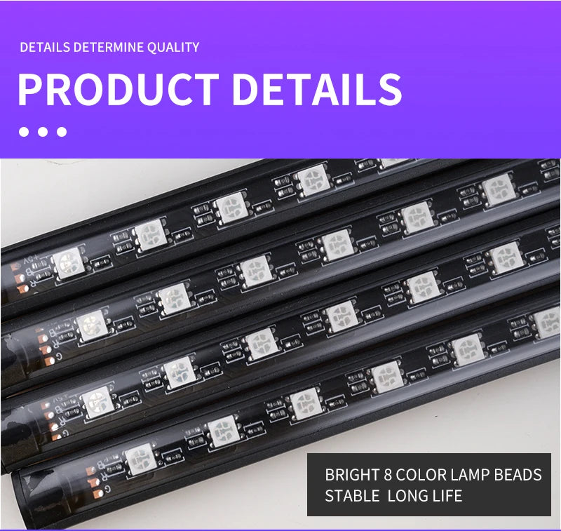 Universal Car RGB Ambient Lights LED Strip Interior Atmosphere Lamps 8 Colors Decorative Off Road 4x4 SUV Automobile Accessories