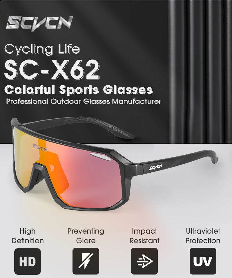 SCVCN Cycling Glasses Bike Sunglasses Men UV400 Eyewear Sports MTB Outdoor Goggles Bicycle Women Sunglasses Multi Color Riding