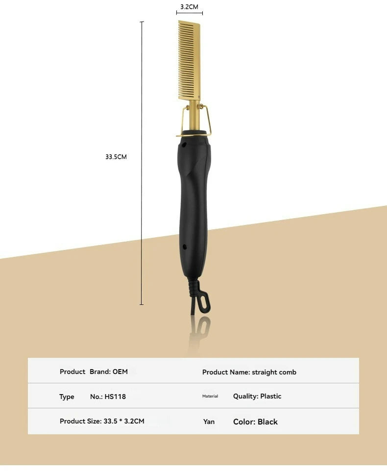 New Multi-functional Electric Copper Hair Straightener Household Hair Straightener Comb Perm Rod Curling and Straightener Rod Wo