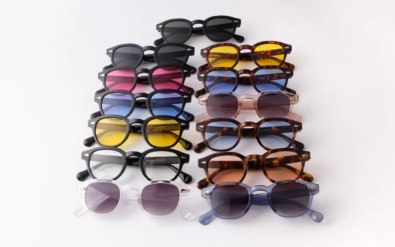 Vintage Tortoise Shell Round Sunglasses Women Men 2024 Brand Design Retro Rivet Yellow Blue Lens Square Sun Glasses Female UV400