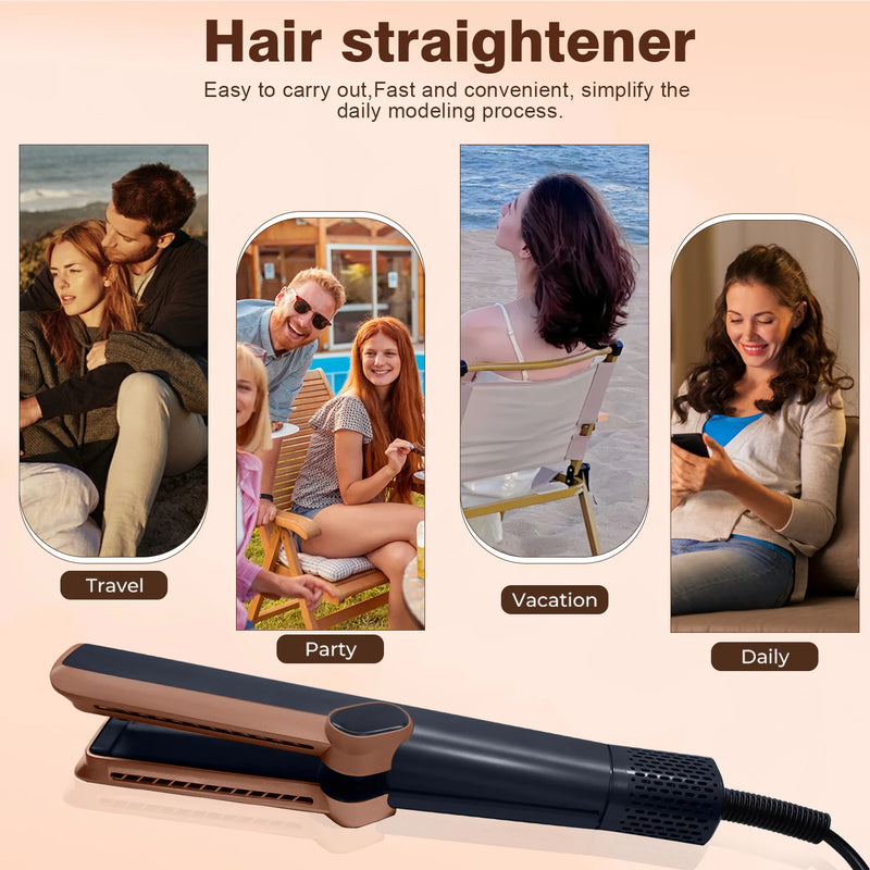 2 In 1 Airstrait Hair Straightener In Copper Hair Dryer 106000rpm Wet to Dry Straightening with Air LCD Screen Intuitive Airflow