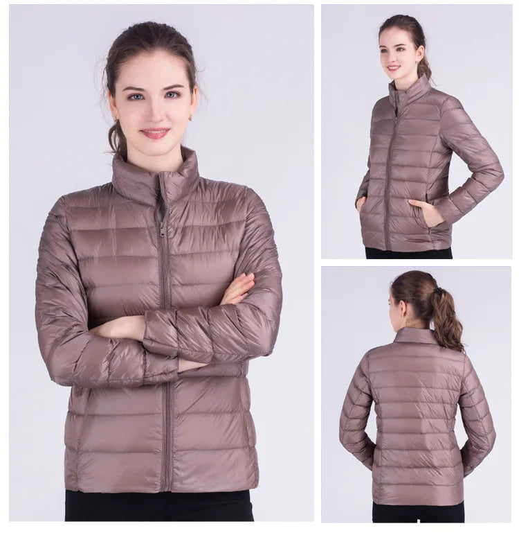 New Autumn Winter Women Ultra Light White Duck Down Jackets Candy Color Slim Short Design Warm Down Coats