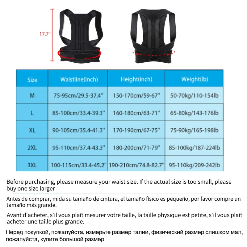 Reinforced Belt Lumbar Column Posture Corrector Vest  Adjustable Back Support Strap Shoulder Spine Brace Neck Stretcher Trainer