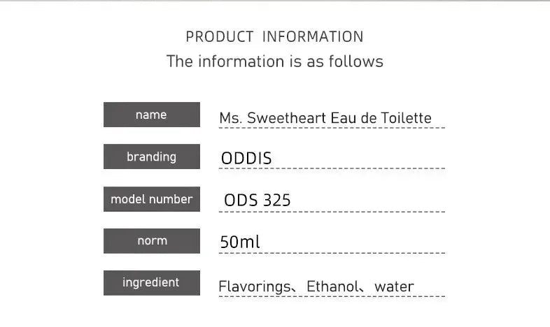 50ml Miss Sweetheart Women's Perfume Lasting Fresh and Elegant Perfume Light Floral Notes Originales Daily Dating.