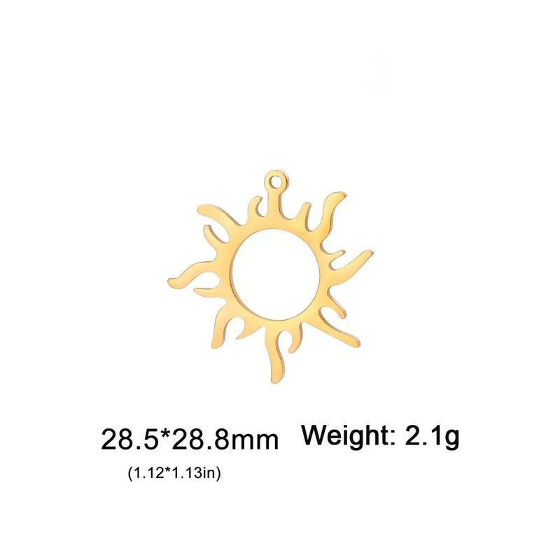 EUEAVAN 5pcs Moon Phase Sun Cat Stainless Steel Pendant Planet Animal Charms Women Necklace Earrings Jewelry Making Supplies DIY