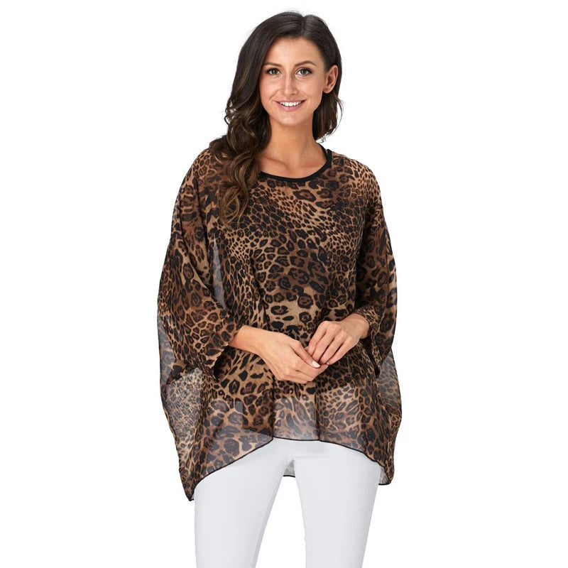 BHflutter 4XL 5XL 6XL Plus Size Women Blouse 2019 Sexy Off Shoulder Leopard Print Summer Tops Tees Casual Chiffon Blouses Shirts