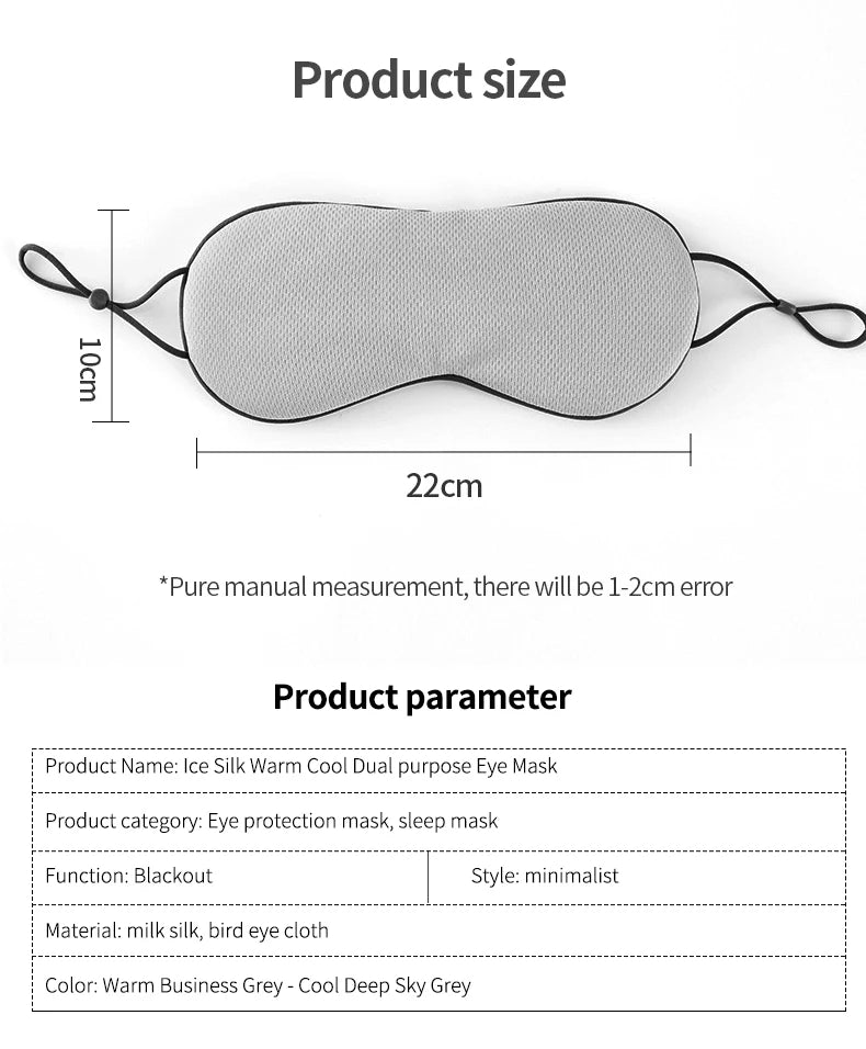 Sleeping Eye Mask Korean Style Ice Silk Warm And Cool Dual Use Adjustable Travel Light Blocking Breathable Eye Mask