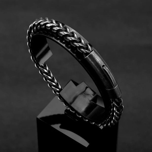 MKENDN Punk Rock Men Bracelet Biker Link Chain Stainless Steel Motorcycle Bracelets Accessories Male Pulseira