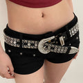 Y2K N Niche Personality Spice Broad Belt Female Adornment 2024 New Style Rhinestone With Pants Fashion Belt