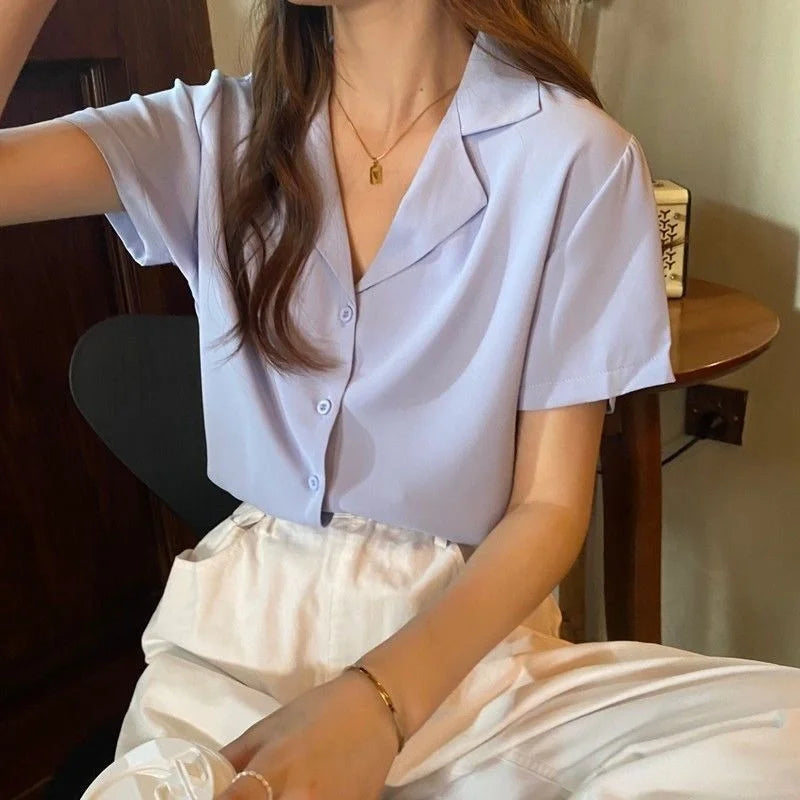 XEJ Chiffon Blouse Elegant Light Green Top for Women Short Sleeve Shirt  Summer Top Office Blouse for Women Tunic 2022