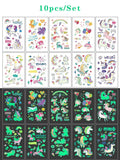 Luminous Tattoo 5 10pcs/Set Temporary Tattoos Mermaid Licorne Children Stickers for Kids Pokemon Tattoo Tattoo for Kids Unicorn