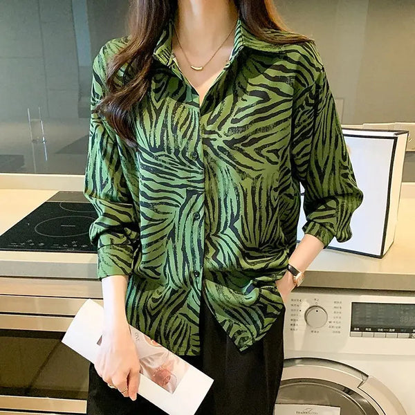 New elegant printing blouses casual daily Ladies' Shirts Fashion Women's Button-Down Tops blusa mujer
