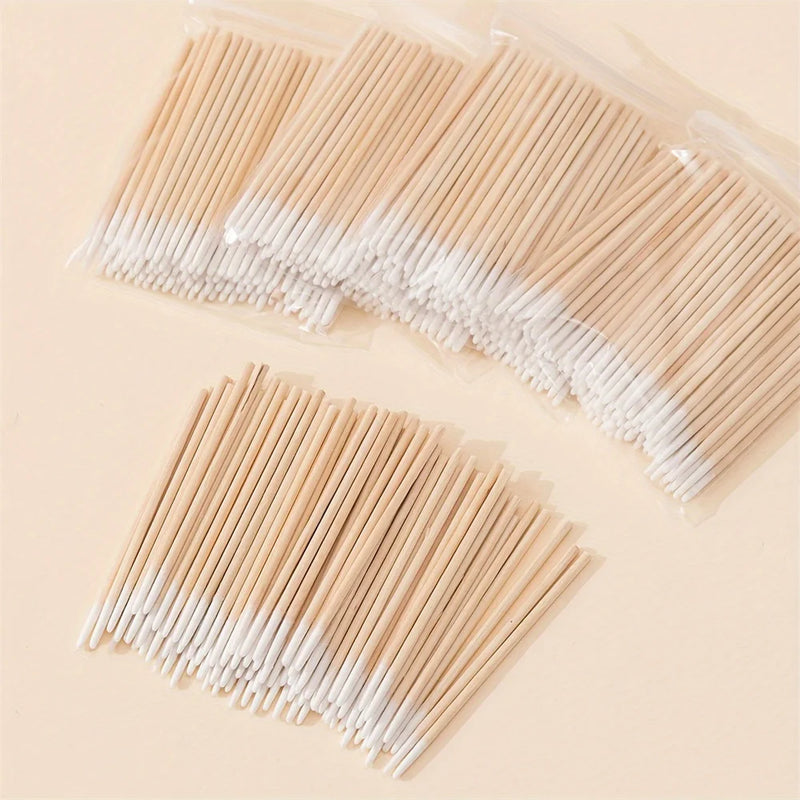 100/300pcs Disposable Wooden Micro Bud Swabs Lint Free Eyelash Extension Glue Removing Tools Makeup Mini Brush