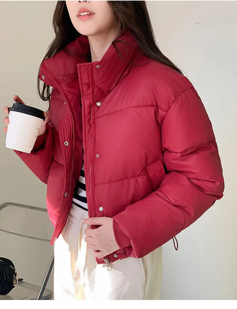 Fashionable Student Warm Lightweight 2024 Winter New Stand Up Collar Short Down Cotton Jacket Women's Trend Parkas