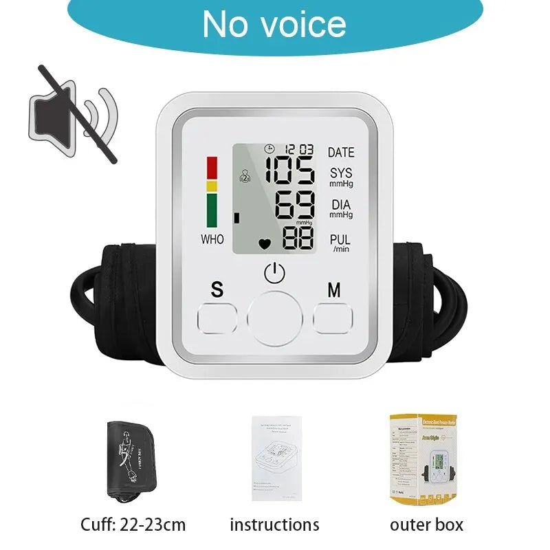 Medical Digital Arm BP Blood Pressure Monitor Automatic Tensiometer Tonometer Sphygmomanometer Heart Rate Pulse Meter Oximeter