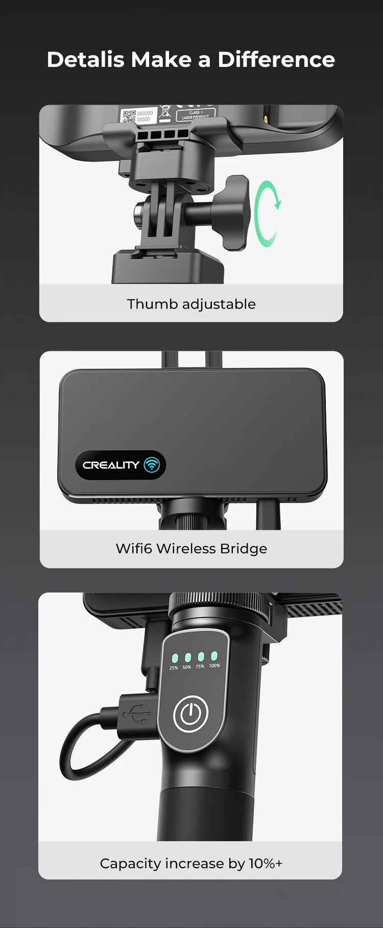 Creality CR-Scan Ferret Pro 3D Scanner Handheld Anti-shake Tracking WiFi6 24-bit full-color Wireless Scanning 0.1mm Accuracy