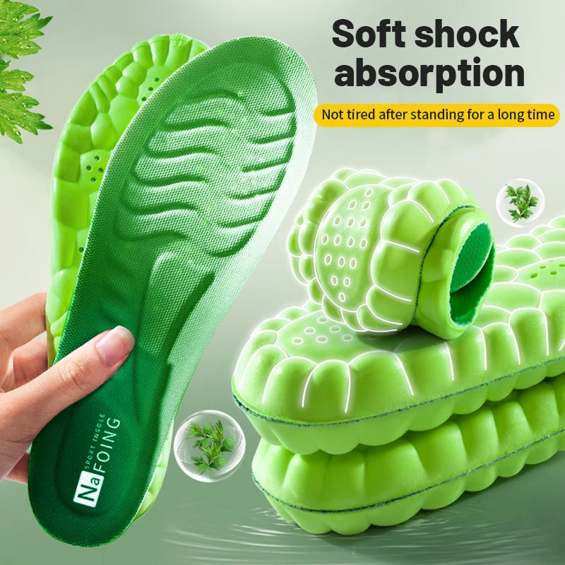 4D Orthopedic Sport Insoles Super Soft Breathable High-elasticity Shock Absorption Running Shoe Pad Anti-pain Deodorant Cushion