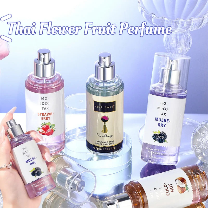 Thai Brand Floral Perfume 88ml Mulberry Coconut Body Spray Lasting Fruity Deodorant Sexy Charming Tempting Cherry Blossom Perfum