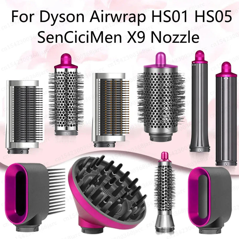 Hair Styler Nozzle For Dyson Airwrap HS01 HS05 Sencicimen X9 Hair Dryer Accessories Multi Hair Curler Hard Soft Smoothing Brush