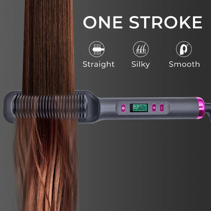 Electric Multifunctional Straight Hair Straightener Comb Hot Comb Negative Ion Anti-Scalding Styling Tool Straightening Brush