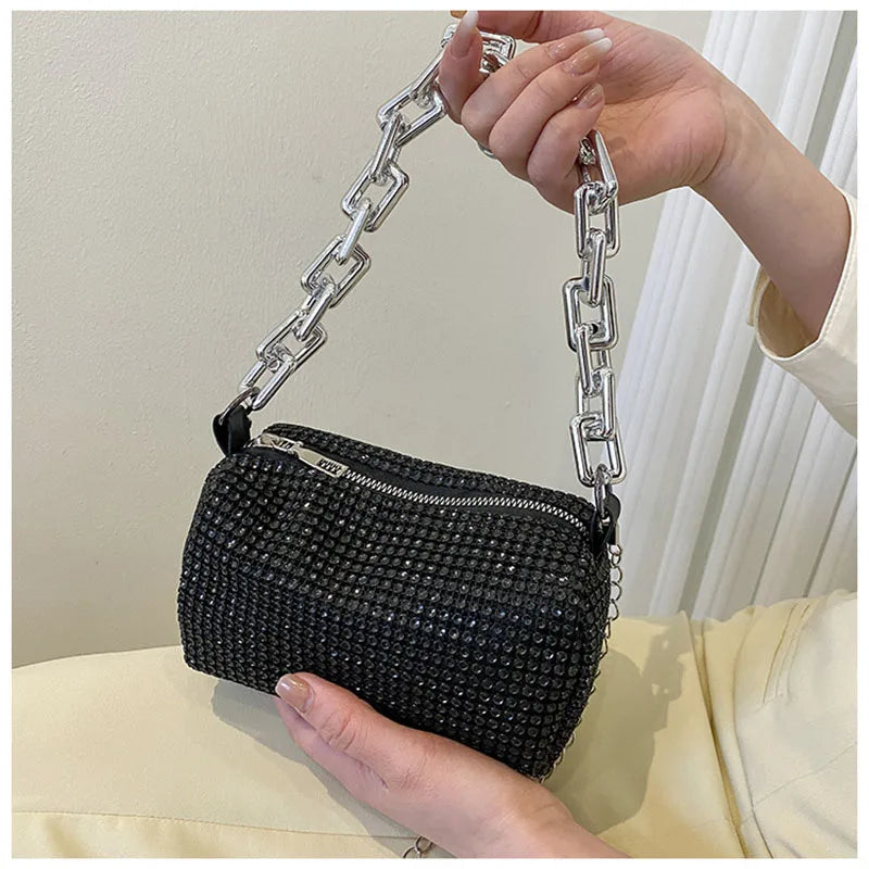 Bling Diamond Design Small Crossbody Messenger Bags for Women 2022 Summer Trend Luxury Fashion Travel Shoulder Handbags Purses