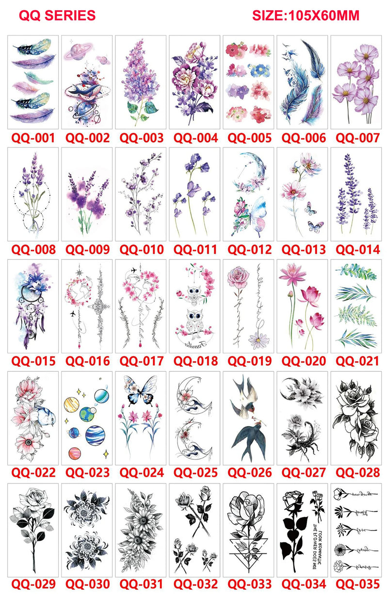 Small Waterproof Temporary Tattoo Sticker Colorful Leaf Flower Elephant Dolphin  Art Wrist Neck Women Kids Fake Mini Tatoo