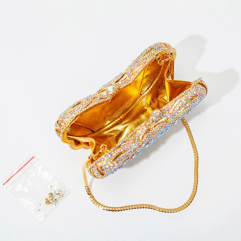 Butterfly Shaped Rhinestone Evening Clutch Bags For Wedding Party Metal Novelty Purses And Handbags Luxury Designer High Quality