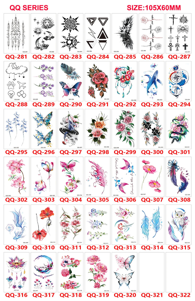 Small Waterproof Temporary Tattoo Sticker Colorful Leaf Flower Elephant Dolphin  Art Wrist Neck Women Kids Fake Mini Tatoo