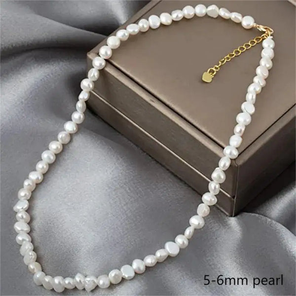 Real Natural Baroque Freshwater Pearl Choker Necklace for Women Girl Gift Popular AA 5-6mm 8-9mm Pearl Jewelry Necklace