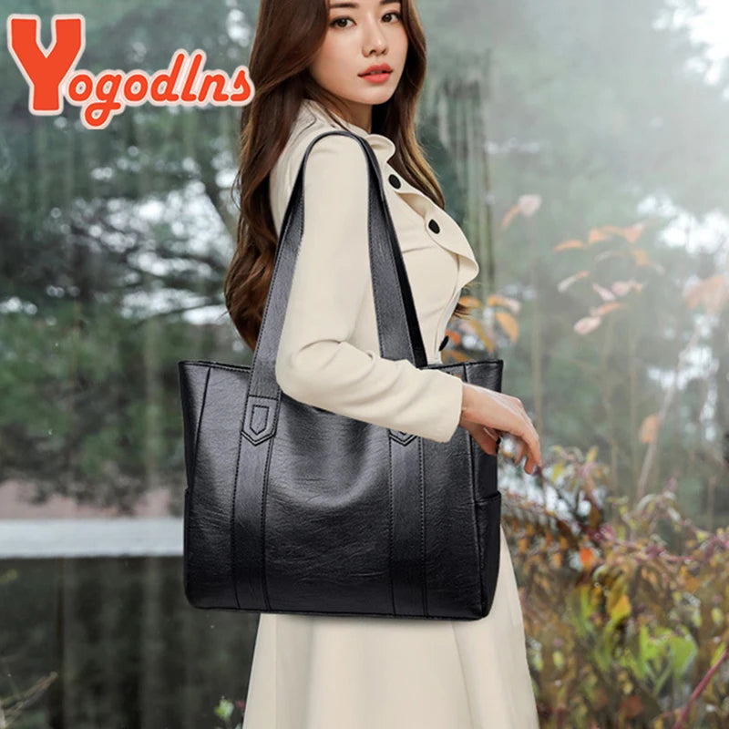 Yogodlns Winter New Tote Bag For Women PU Leather Shoulder  Bag Large Capacity Handbag Vintage Embossing Lady Handle Bag Pouch