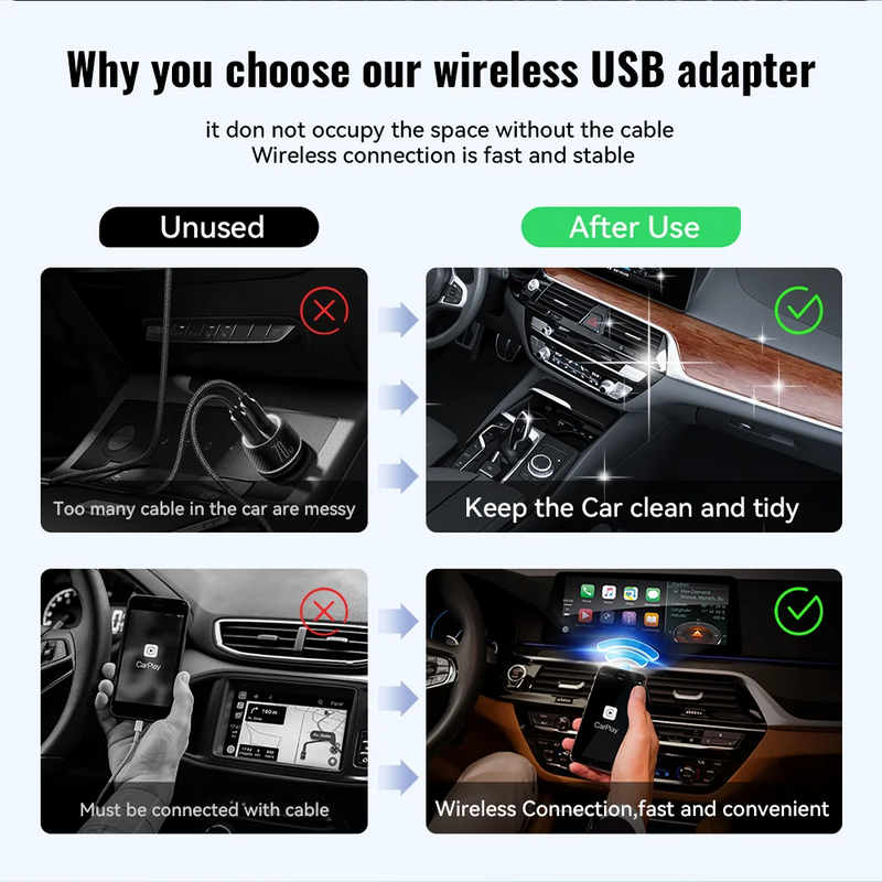 XUDA NEW Wireless CarPlay Android Auto Wireless Adapter Smart Mini Box Plug And Play WiFi Fast Connect Universal For Nissan