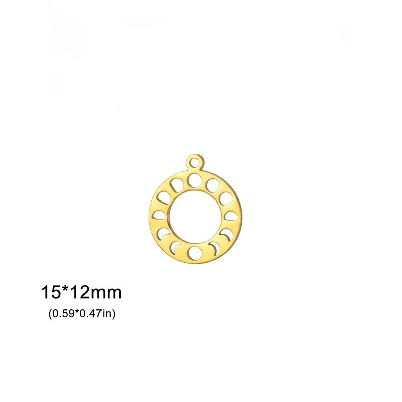 EUEAVAN 5pcs Moon Phase Sun Cat Stainless Steel Pendant Planet Animal Charms Women Necklace Earrings Jewelry Making Supplies DIY