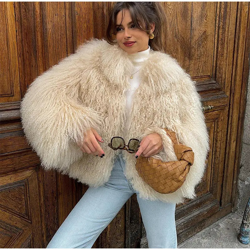 Luxury Winter Loose Women's Thick Fluffy Faux Fur Coats Fashion Solid Cropped Oversized Warm Jacket 2024 New Lady Chic Outerwear