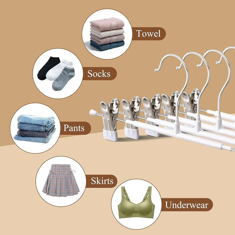 Pants Hangers with Clips 5/10Pack Adjustable SkirtHangers for Women Non-Slip Trousers Hanger for Jeans Clothes Hangers for Pants