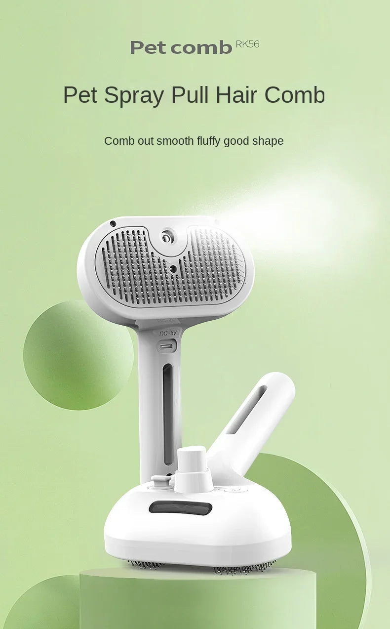 3-in-1 Dog Hair Brush Cat Hair Brush Electric Pet Cleaning Brush Steam Spray Brush Massage Hair Removal Comb anti-Tangle Brush