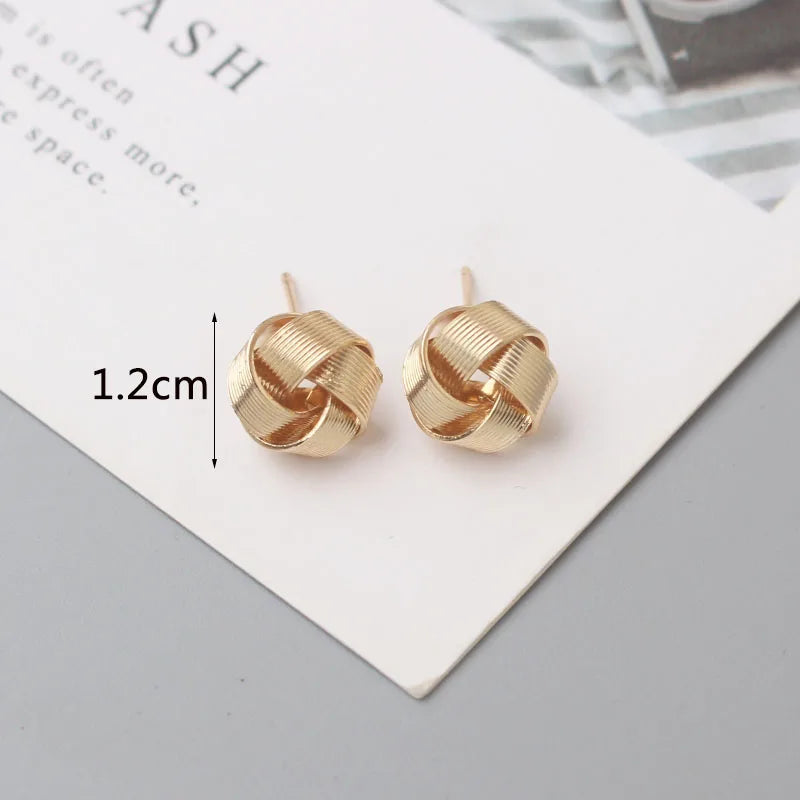 Tiny Metal Stud Earrings for Women Gold Color Twist Round Earrings Small Unusual Earrings boucles d'oreilles Fashion Jewelry