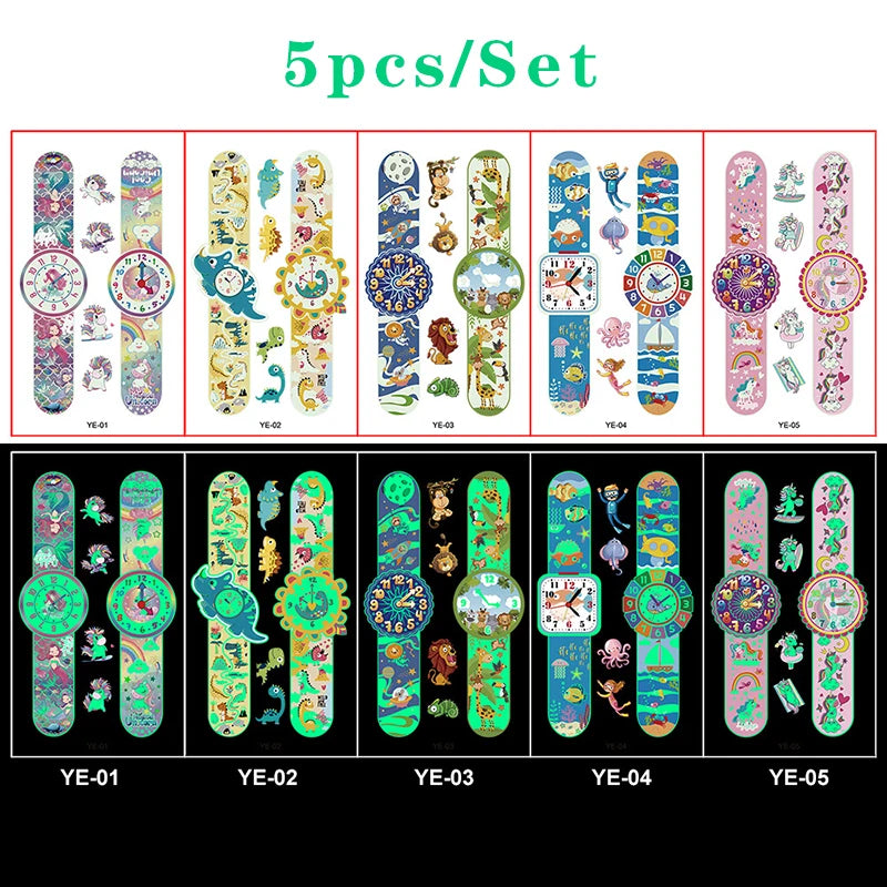 Luminous Tattoo 5 10pcs/Set Temporary Tattoos Mermaid Licorne Children Stickers for Kids Pokemon Tattoo Tattoo for Kids Unicorn