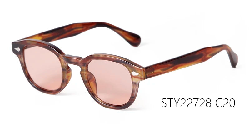 Vintage Tortoise Shell Round Sunglasses Women Men 2024 Brand Design Retro Rivet Yellow Blue Lens Square Sun Glasses Female UV400