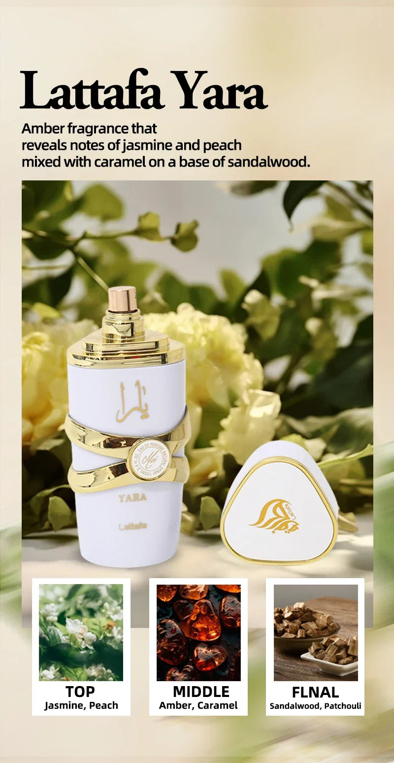 100ml Lattafa Yara For Women Eau De Parfum Spray High Quality Arabian Perfume Lasting Fragrance Pheromone Light Fragrance