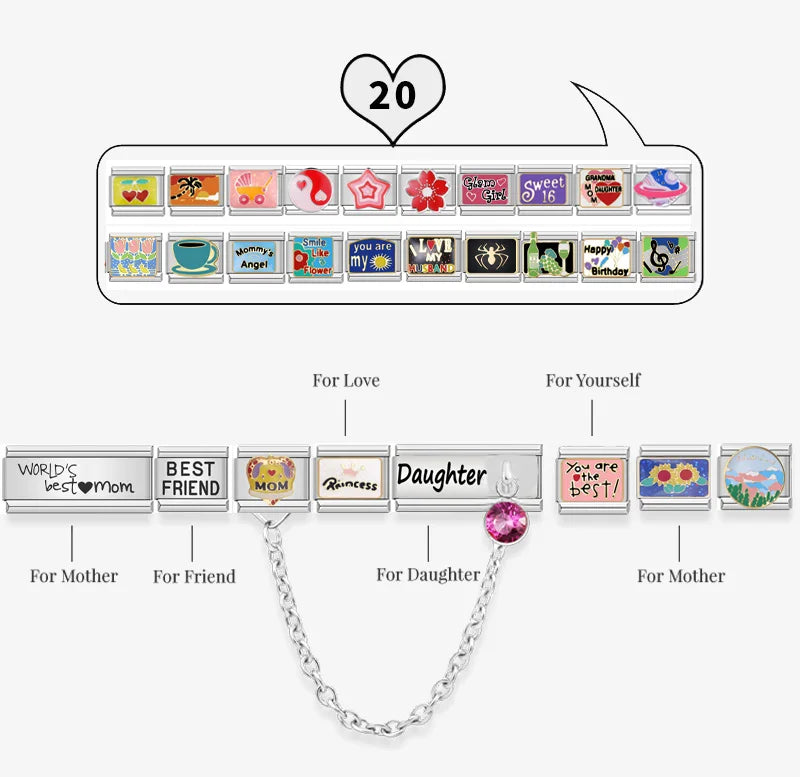 Hapiship 2022 New Fashion Food Hamburger Ice Cream Charm Italian Links Fit 9mm Bracelet Stainless Steel Jewelry DIY Making DJ585