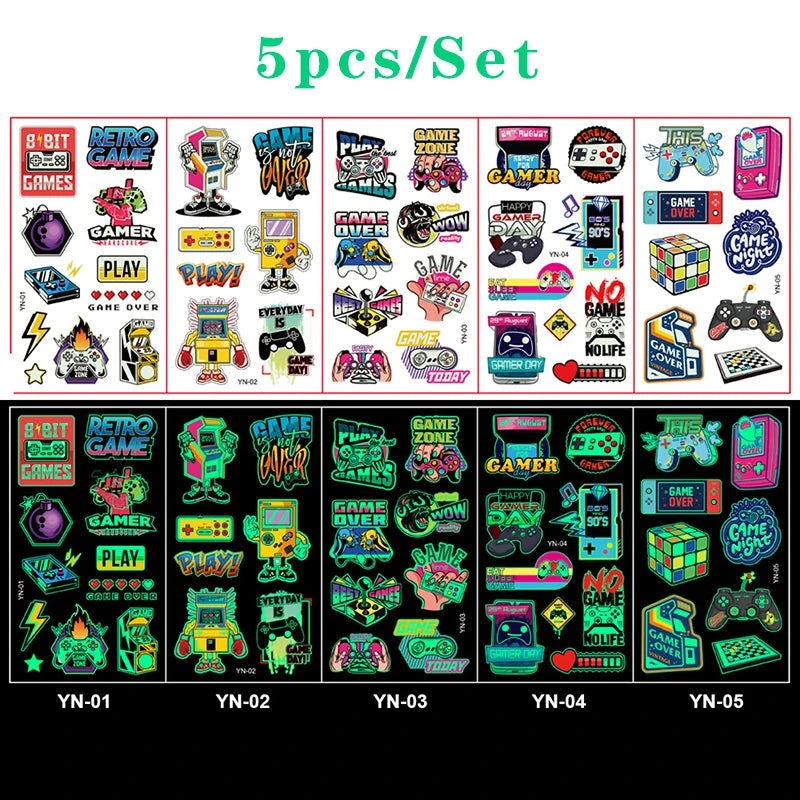 Luminous Tattoo 5 10pcs/Set Temporary Tattoos Mermaid Licorne Children Stickers for Kids Pokemon Tattoo Tattoo for Kids Unicorn