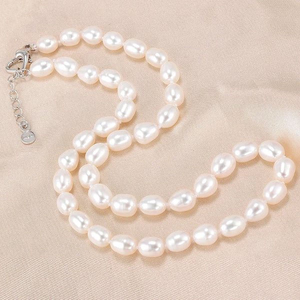 HENGSHENG AAA 7-8mm Natural Freshwater Pearl Necklace Women Jewelry Necklace 925 Silver White Pink Purple Real Pearl Jewelry