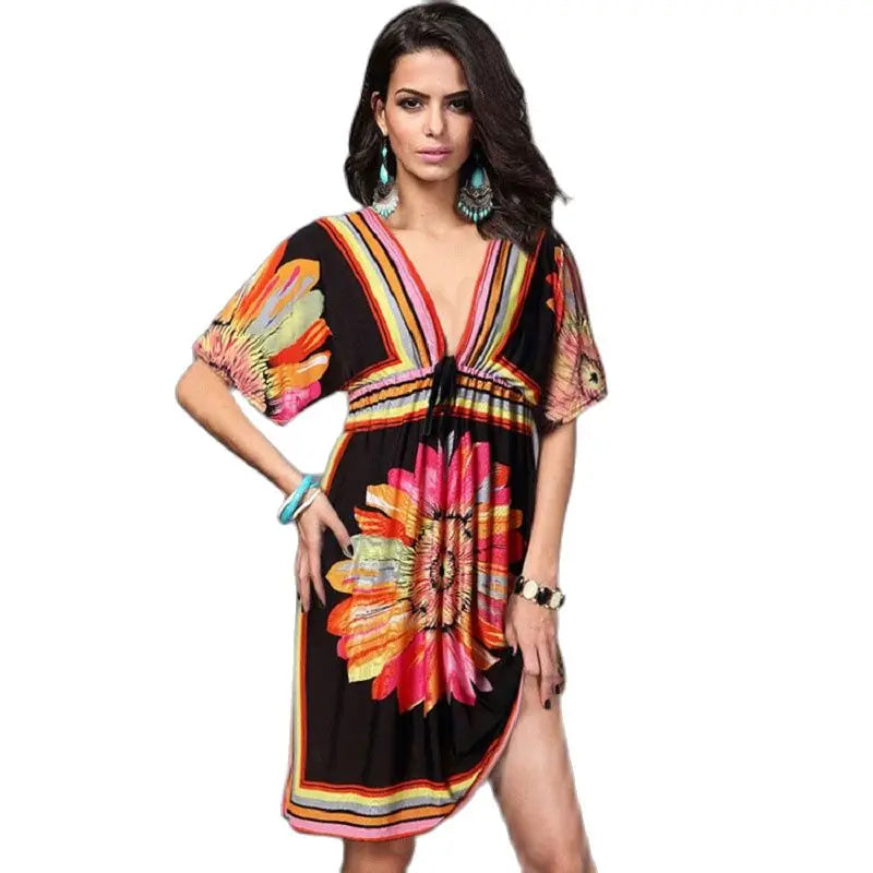 Plus Size Casual Women Dress NEW Summer Print Backless Sundresses Sexy Cheap Silk Clothing Extra Large Beach Style Free Shipping