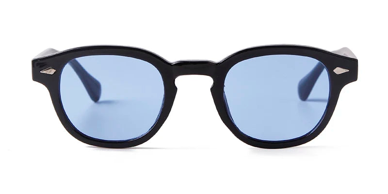 Vintage Tortoise Shell Round Sunglasses Women Men 2024 Brand Design Retro Rivet Yellow Blue Lens Square Sun Glasses Female UV400